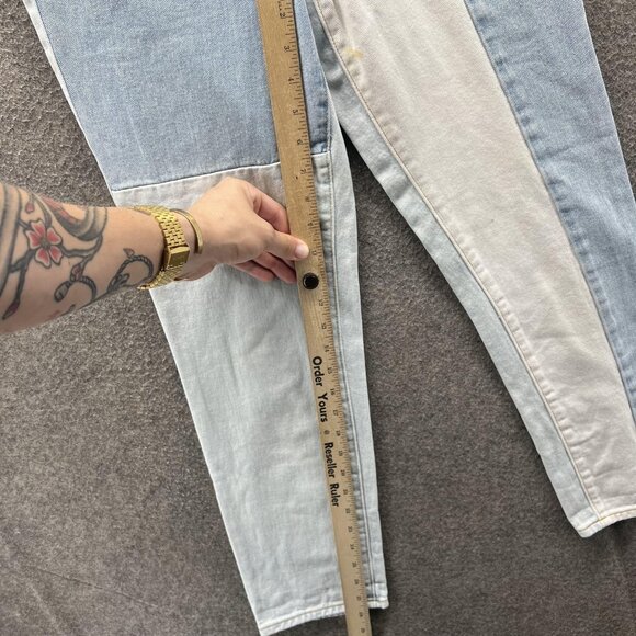 PacSun Jeans Womens 24 Light Wash Patchwork Colorblock Mom High Rise Denim - Picture 7 of 12